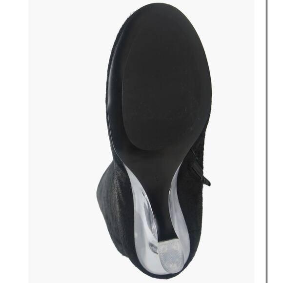 Jeffrey Campbell Modified Black Calf Hair Knee-High Boot Size 8.5 Clear Heel New - Picture 5 of 7